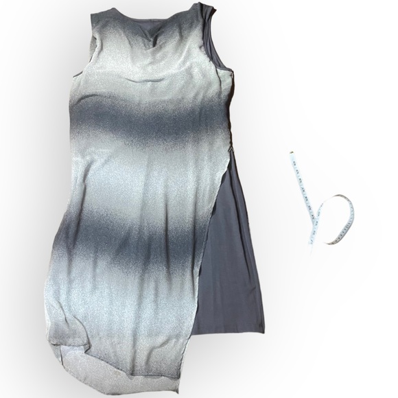 Ronan Chen Stretch Silky Slip Dress Tunic Grey White Size Medium - Picture 6 of 12